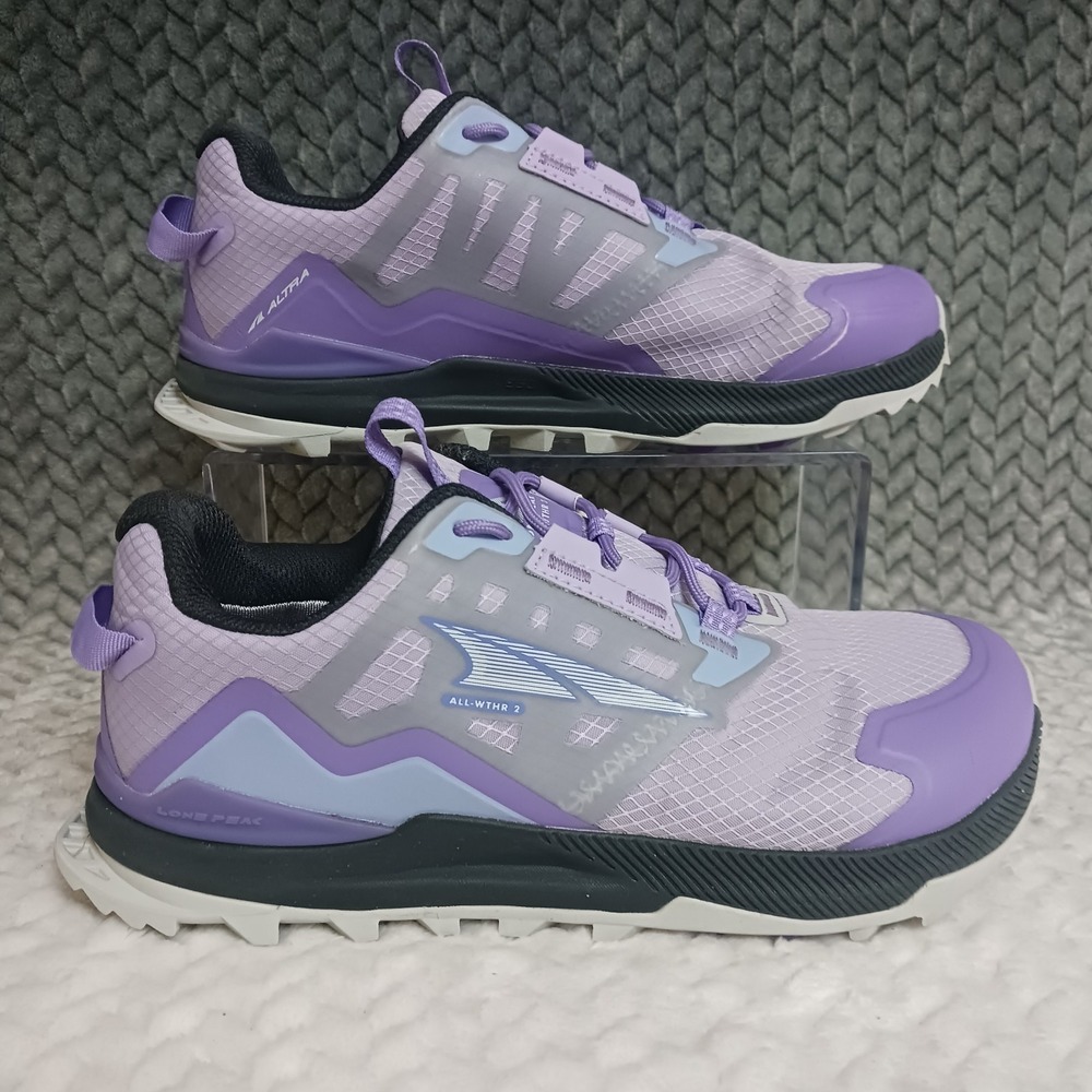 Altra Lone Peak All-Wthr 2 Women's Trail Walking Running Shoes Purple Size 7